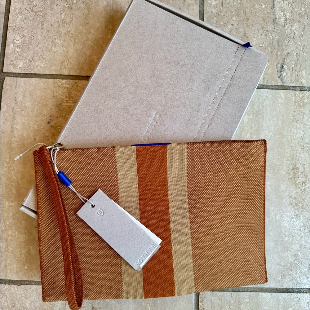 Rothy's Orange and Tan Striped Clutch